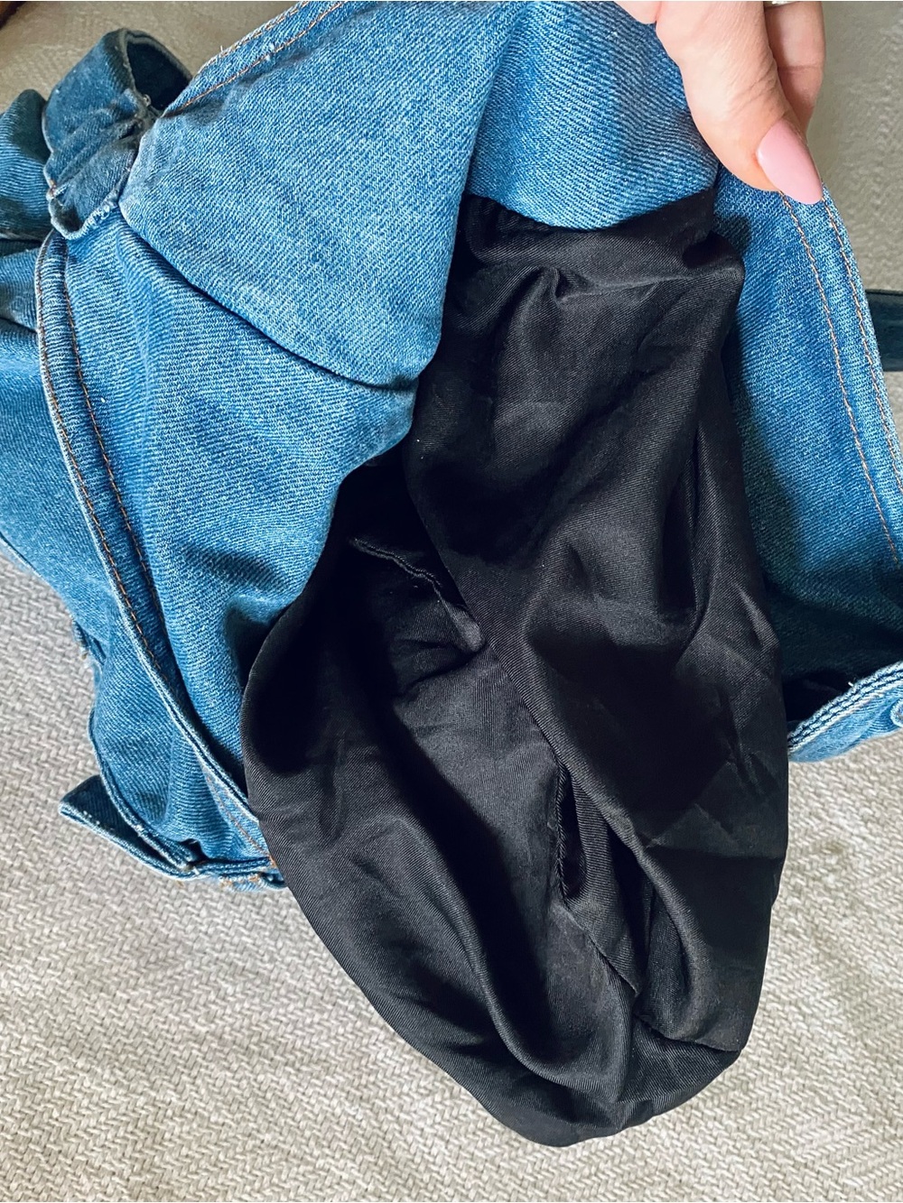 Denim Shoulder Hobo Bag in Blue - Picture 9 of 14
